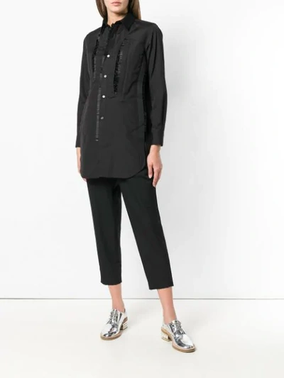 Shop Comme Des Garçons Tulle Trim Shirt In Black