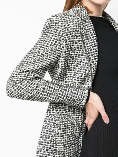 Shop Alexander Wang Tweed Moto Zip Jacket In Black