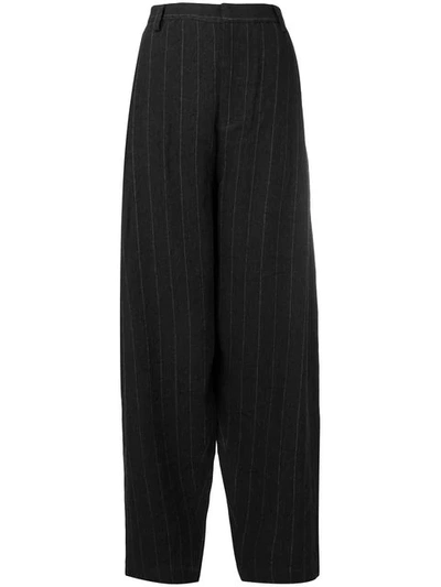 Shop Miaoran Striped Tapered Trousers In Black