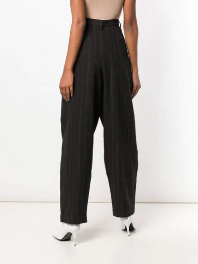 Shop Miaoran Striped Tapered Trousers In Black