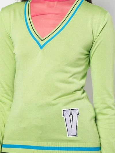 Shop Versace Pullover Mit Buchstaben-patch In Green