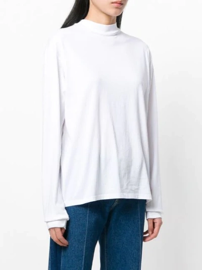 Shop Aries Laced Back Mock Neck Sweatshirt In White