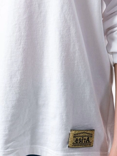 Shop Aries Laced Back Mock Neck Sweatshirt In White