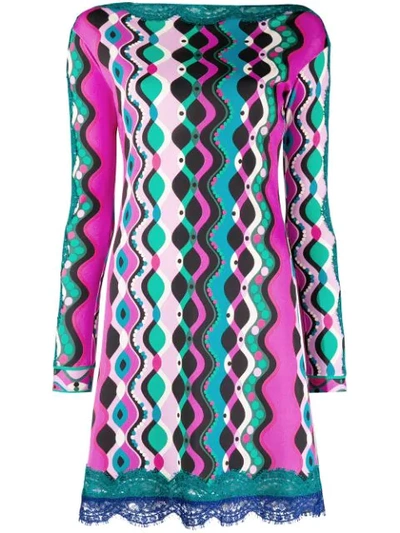 Shop Emilio Pucci Lace Inserts Printed Dress - Pink