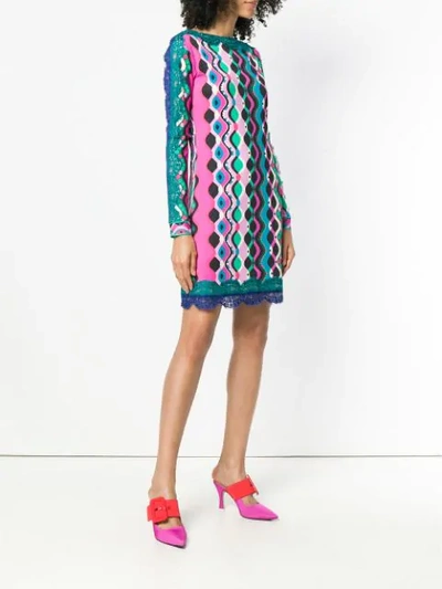 Shop Emilio Pucci Lace Inserts Printed Dress - Pink