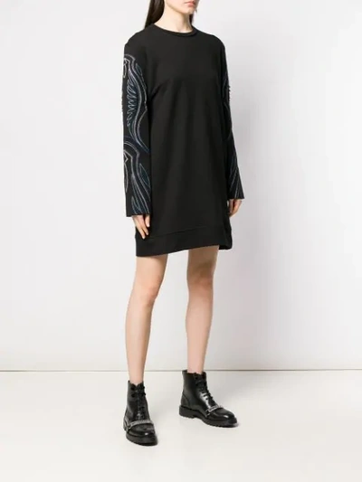 Shop Diesel Black Gold Western Embroidered Jumper Dress In Black