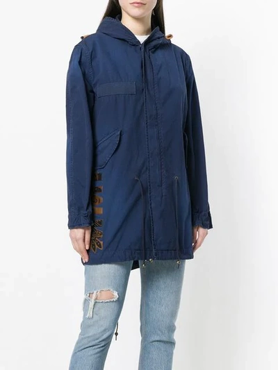 Shop Mr & Mrs Italy Tropic Print Midi Parka In Blue