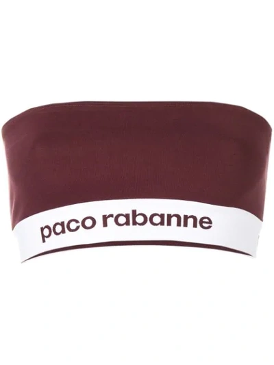 Shop Rabanne Logo Printed Tube Top In Red