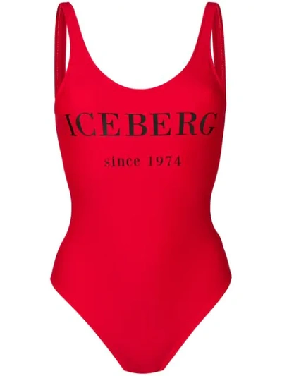 Shop Iceberg Logo Swimsuit In Red