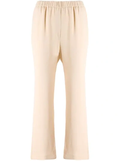 Shop Forte Forte Cropped Straight Trousers In Neutrals