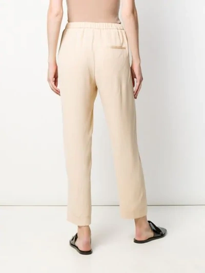 Shop Forte Forte Cropped Straight Trousers In Neutrals