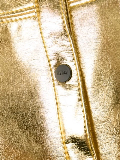 Shop Msgm Metallic Pencil Mini Skirt In Gold