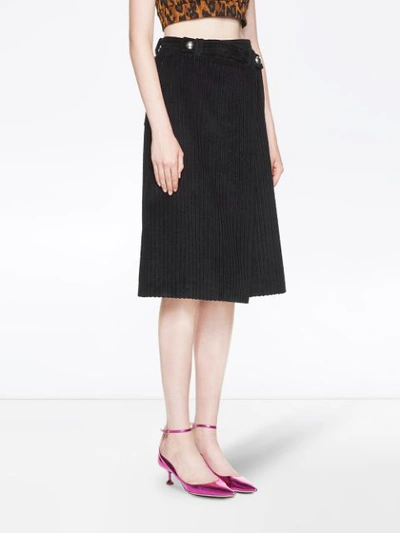 Shop Miu Miu Wraparound Velvet Skirt In Black