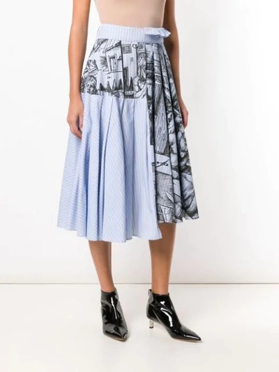 Shop Jw Anderson Durer Scene Print Striped Skirt In Blue