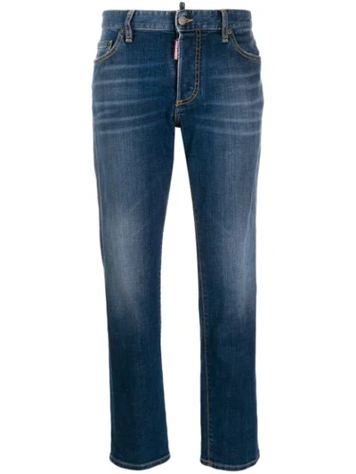 Shop Dsquared2 Washed Cropped Jeans In Blue