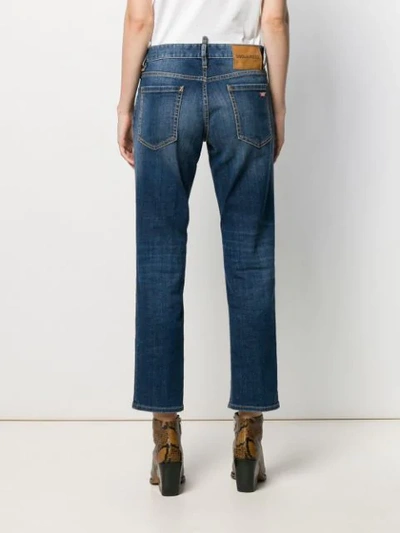 Shop Dsquared2 Washed Cropped Jeans In Blue