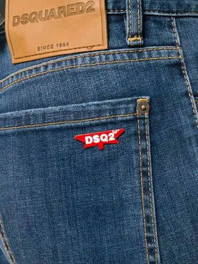 Shop Dsquared2 Washed Cropped Jeans In Blue