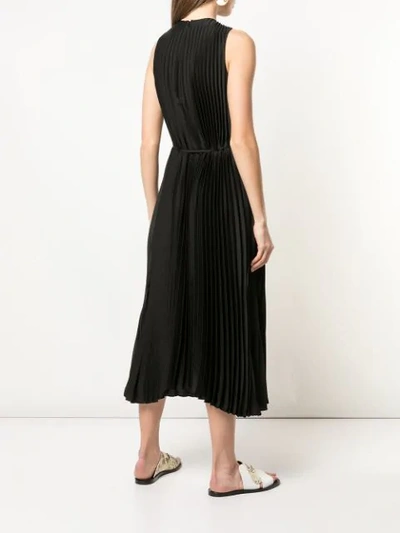 Shop Vince Sleeveless Long Plisse Dress In Black