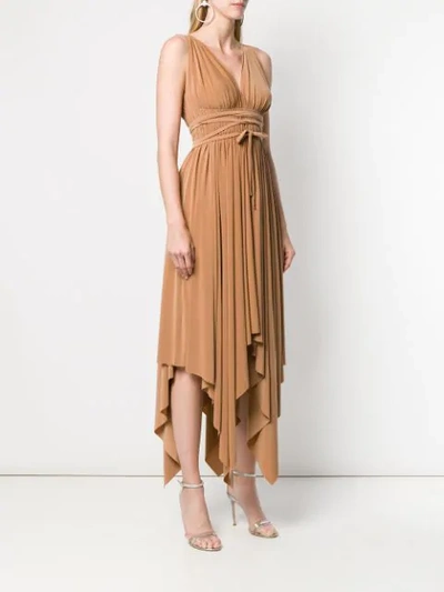 Shop Norma Kamali Asymmetric Pleated Dress - Neutrals