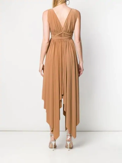 Shop Norma Kamali Asymmetric Pleated Dress - Neutrals