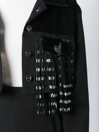 Shop David Koma Fringed Cropped Jacket - Black