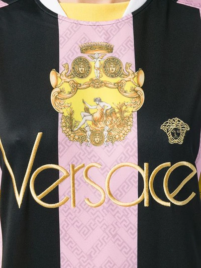 Shop Versace Embroidered Logo Football T In Purple