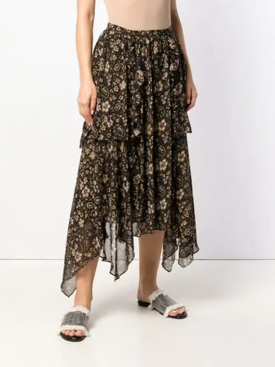 Shop Ulla Johnson Torri Asymmetric Silk Skirt In Black