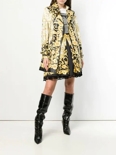 Shop Versace Belted Lightweight Coat In A7900 Yellow Black