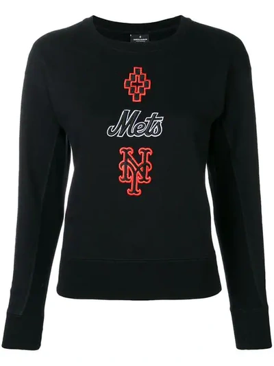Shop Marcelo Burlon County Of Milan 'mets' Embroidered Sweatshirt In Black
