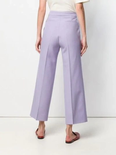 Shop Gucci Straight Cropped Trousers In Purple