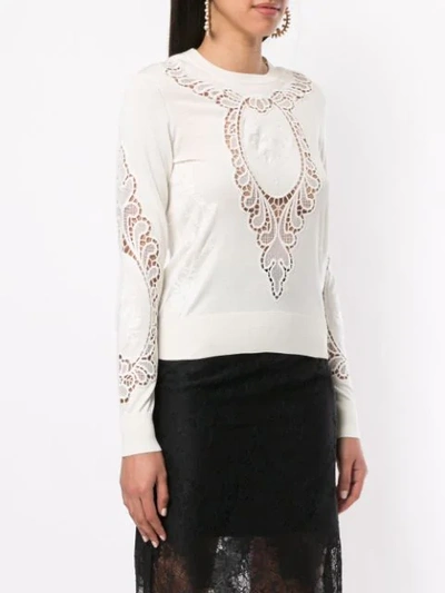 Shop Dolce & Gabbana Lace Detail Jumper In White