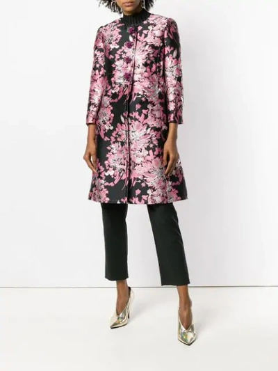 Shop Dolce & Gabbana Floral Embroidered Tailored Coat In Pink