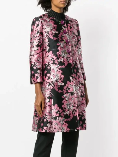 Shop Dolce & Gabbana Floral Embroidered Tailored Coat In Pink