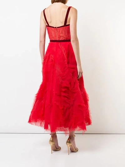 Shop Marchesa Notte Embellished Tulle Gown In Red