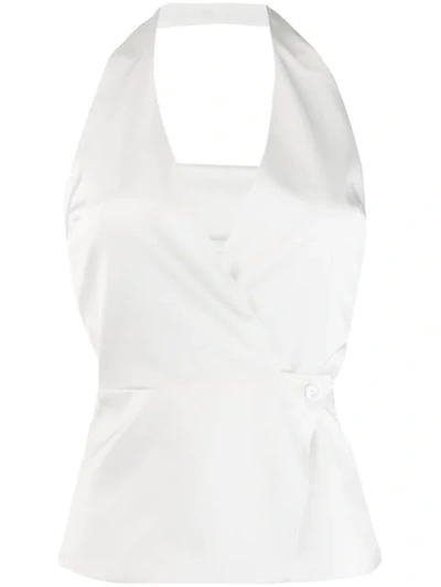 Shop Blanca Slim-fit Halterneck Top In White