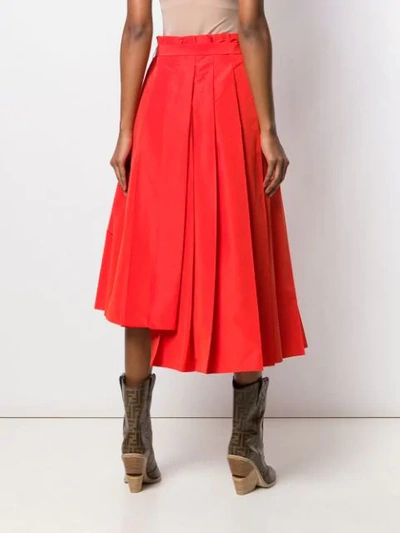 Shop Fendi Long Pleated Skirt In Red