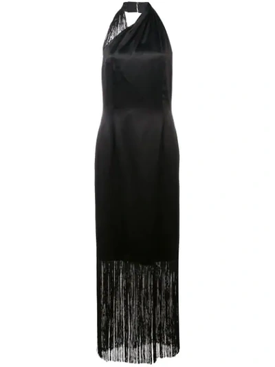 Shop Jill Jill Stuart Halter-neck Fringed Maxi Dress In Black