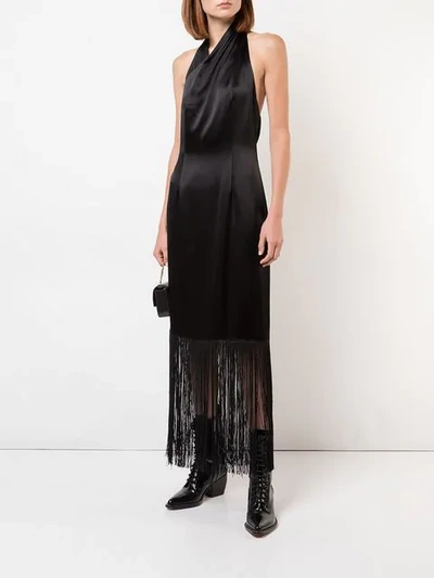 Shop Jill Jill Stuart Halter-neck Fringed Maxi Dress In Black