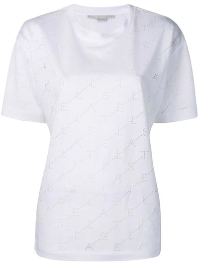 Shop Stella Mccartney Logo Perforated T-shirt In White