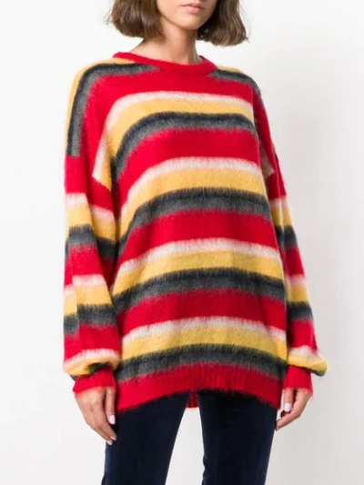 Shop Miu Miu Oversized Striped Sweater - Red