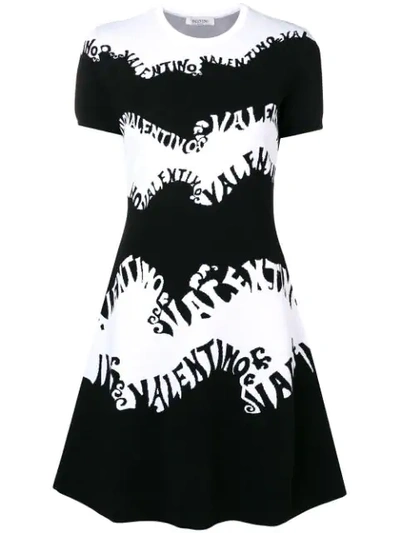 Shop Valentino Wave Logo Mini Dress - Black