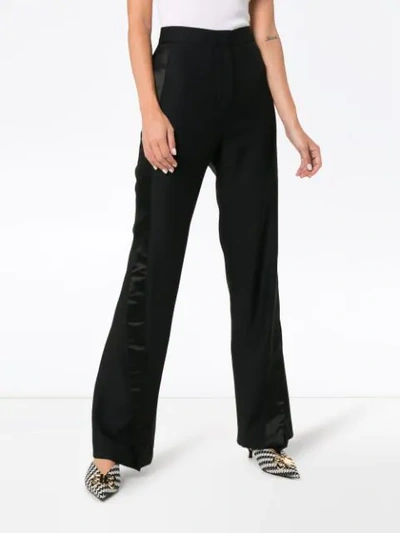 Shop Wright Le Chapelain High Waisted Silk Flared Trousers In Black