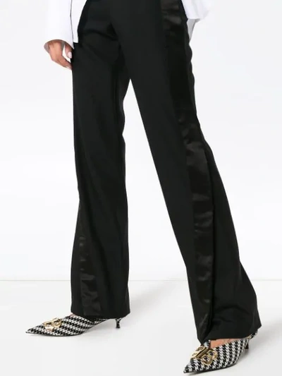 Shop Wright Le Chapelain High Waisted Silk Flared Trousers In Black
