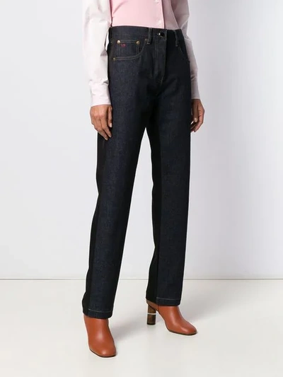 Shop Victoria Beckham Satin Back Straight Leg Jeans In Blue