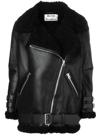 Shop Acne Studios Velocite Shearling Jacket In Black