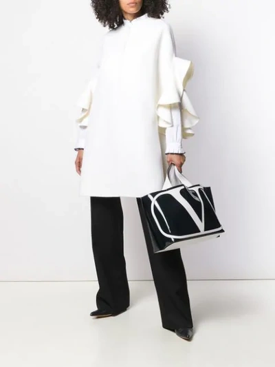 Shop Valentino Ruffle Sleeve Coat In A03 Ivory