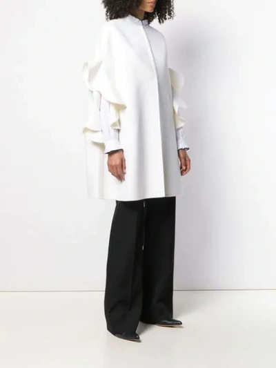 Shop Valentino Ruffle Sleeve Coat In A03 Ivory