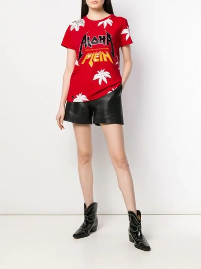 Shop Philipp Plein Aloha Embroidered T-shirt In Red