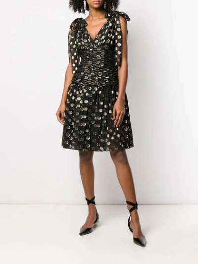 Shop Dolce & Gabbana Flared Polka Dot Dress In Black