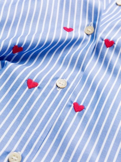 Shop Red Valentino Heart Embroidered Oxford Shirt In Blue
